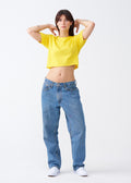 Yellow Combed Cotton Crop Top T-Shirt
