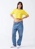 Yellow Combed Cotton Crop Top T-Shirt