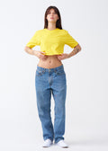 Yellow Combed Cotton Crop Top T-Shirt