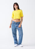 Yellow Combed Cotton Crop Top T-Shirt
