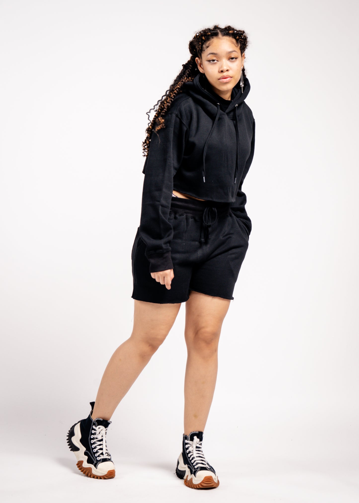 Crop Top Fleece Short Set