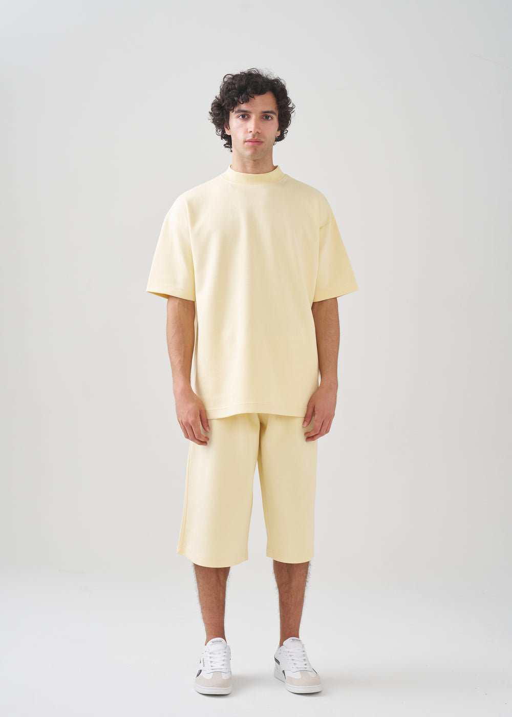 10 OZ Mock-Neck Oversized Interlock T-Shirt And Long Short Set