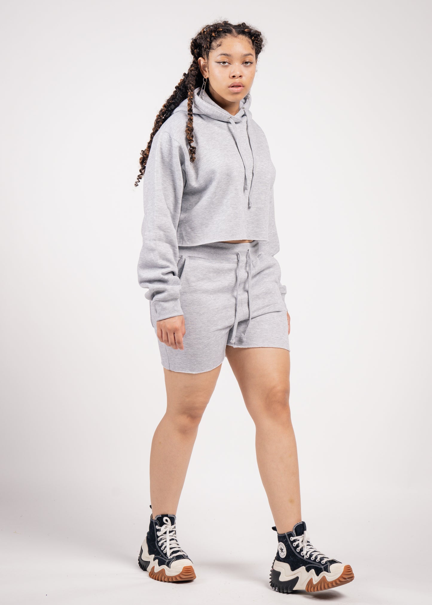 Crop Top Fleece Short Set