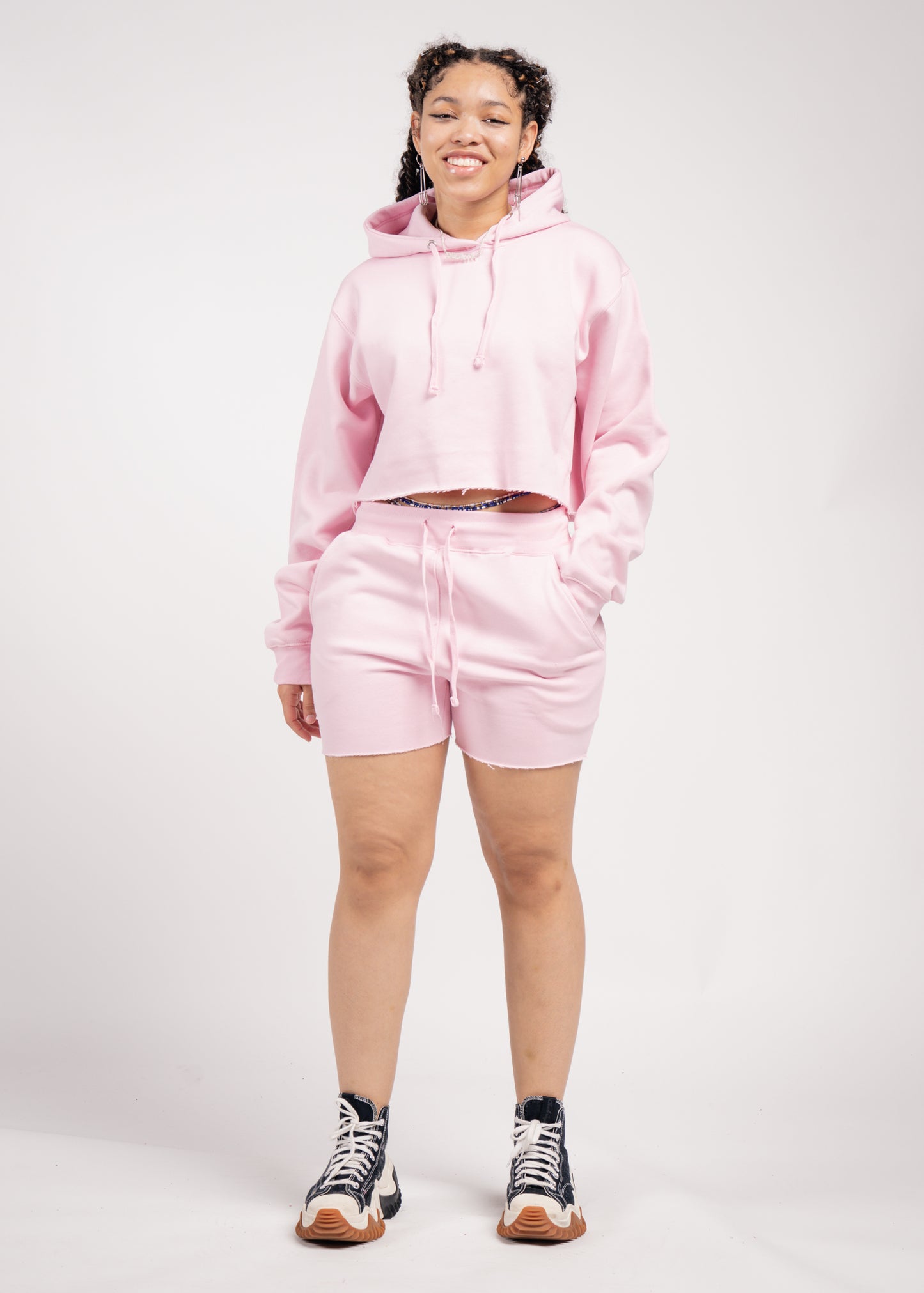 Crop Top Fleece Short Set