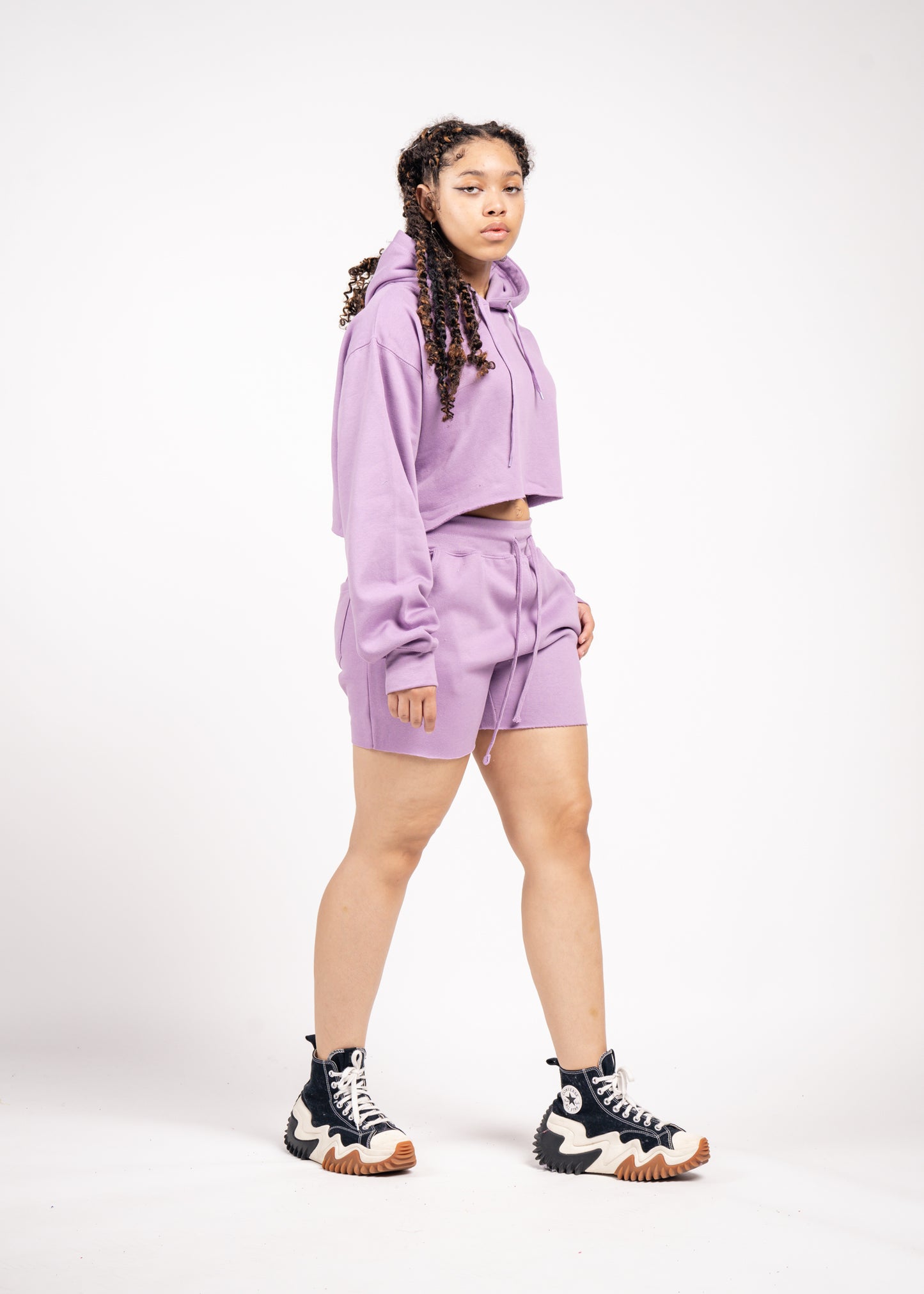 Crop Top Fleece Short Set