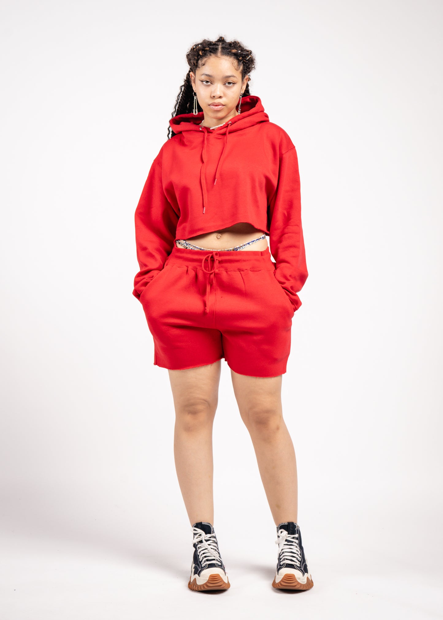 Crop Top Fleece Short Set