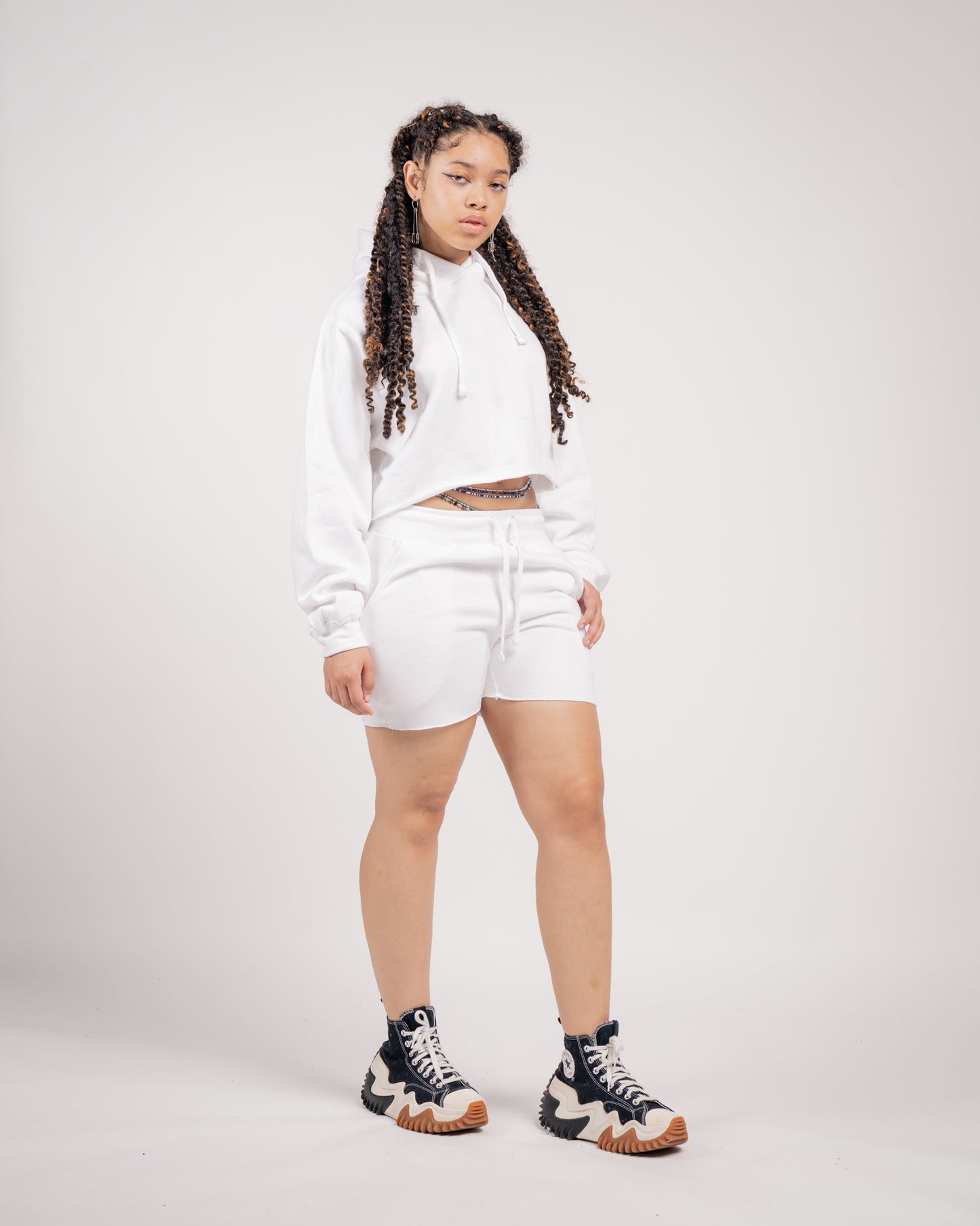 Crop Top Fleece Short Set