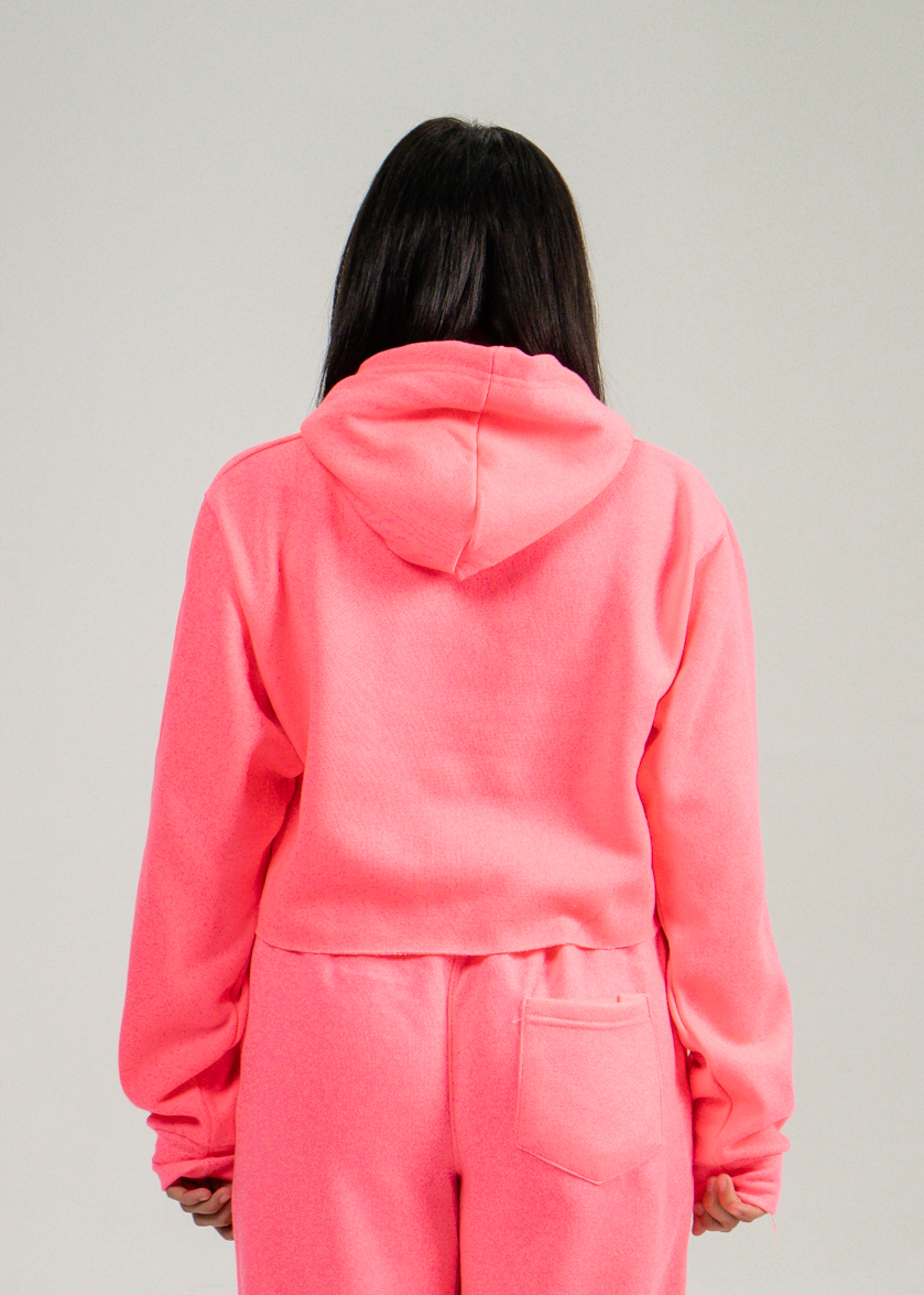 Neon Pink Hooded Crop Top