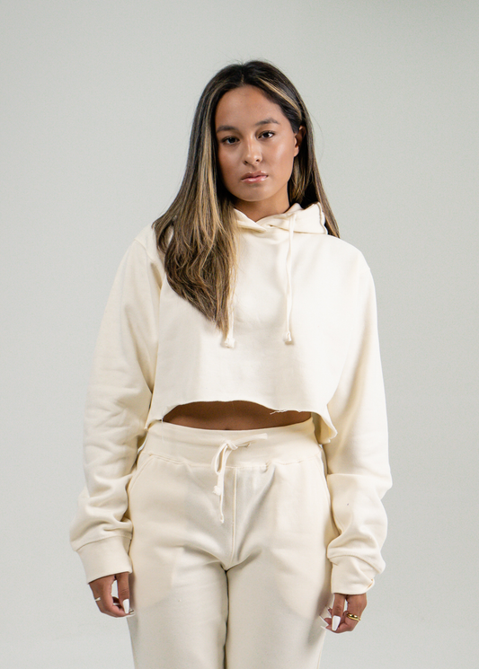 9 OZ Heavy Blend Fleece Hooded Crop-Top