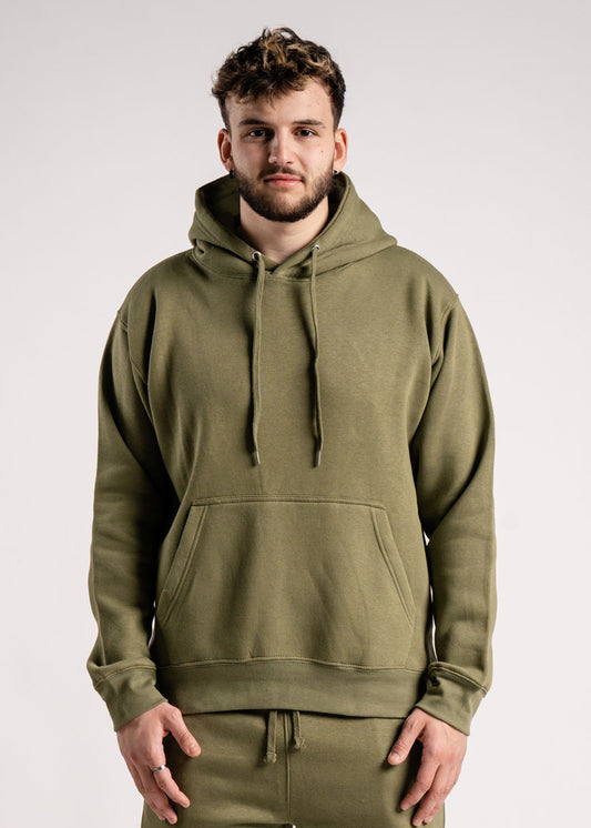 Olive Green Heavy Blend Fleece Hooded Sweatshirt