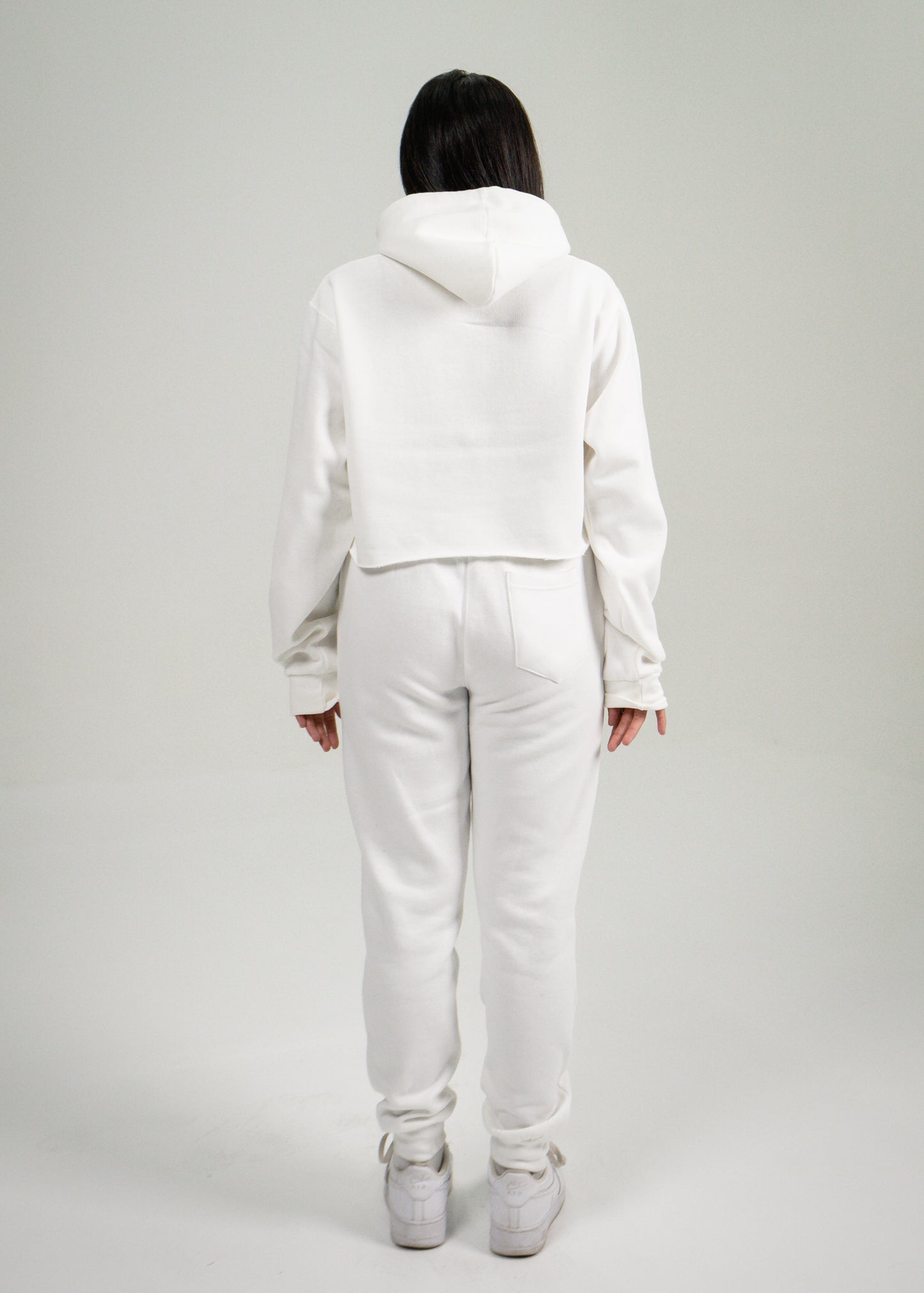 White Crop Top SweatSuit