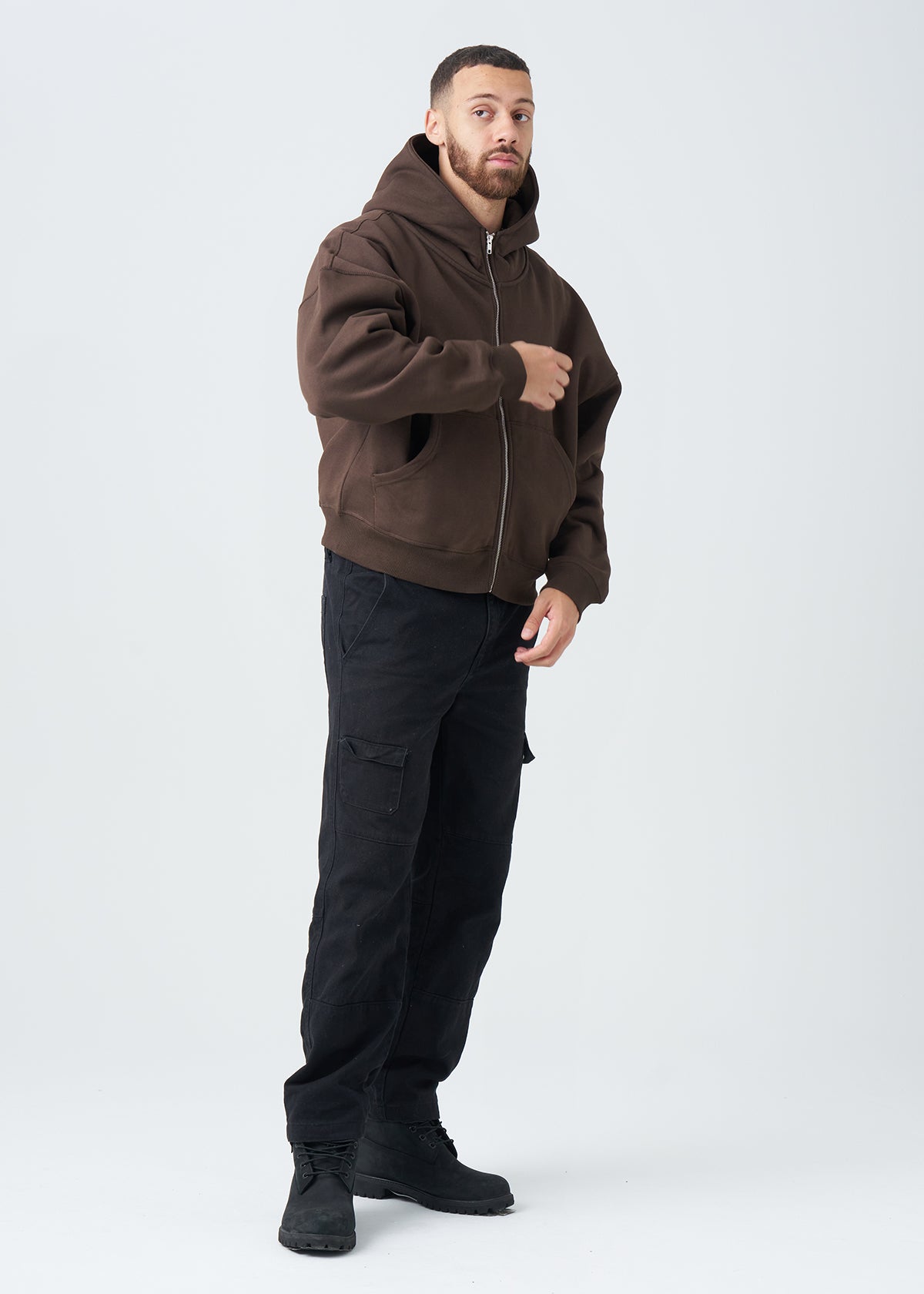 14 OZ Oversized Boxy Cropped Heavyweight Full-Zip Sweatshirt