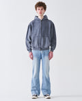 12 OZ Acid Wash Oversized Drop Shoulder Double-Zip Sweatshirt