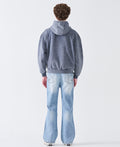 12 OZ Acid Wash Oversized Drop Shoulder Double-Zip Sweatshirt
