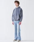 12 OZ Acid Wash Oversized Drop Shoulder Double-Zip Sweatshirt