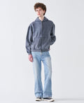 12 OZ Acid Wash Oversized Drop Shoulder Double-Zip Sweatshirt