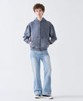 12 OZ Acid Wash Oversized Drop Shoulder Double-Zip Sweatshirt