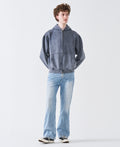 12 OZ Acid Wash Oversized Drop Shoulder Double-Zip Sweatshirt