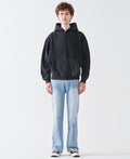 12 OZ Acid Wash Oversized Drop Shoulder Double-Zip Sweatshirt
