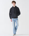 12 OZ Acid Wash Oversized Drop Shoulder Double-Zip Sweatshirt