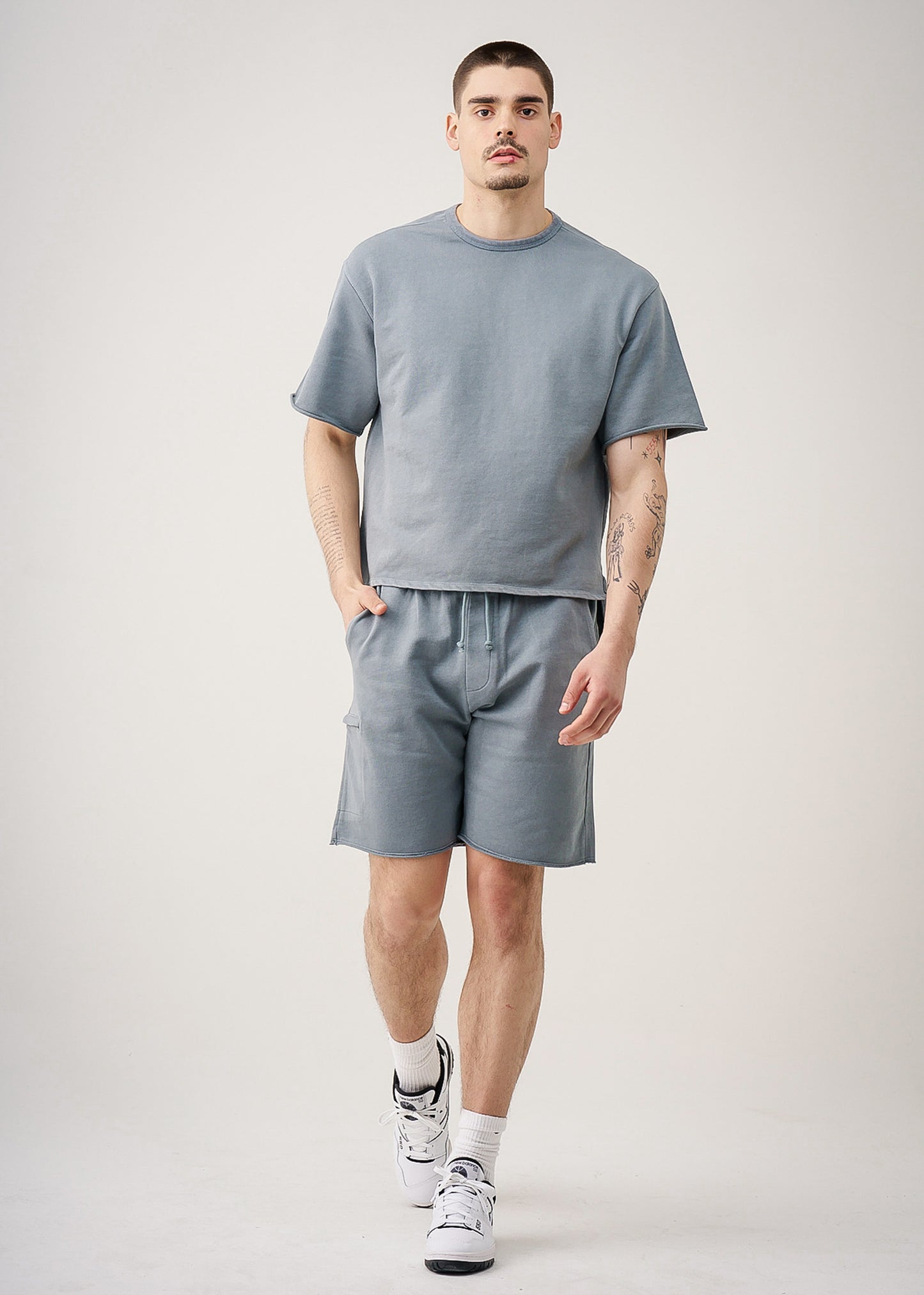 11 OZ French Terry Garment Dye Raw Edge Short Set