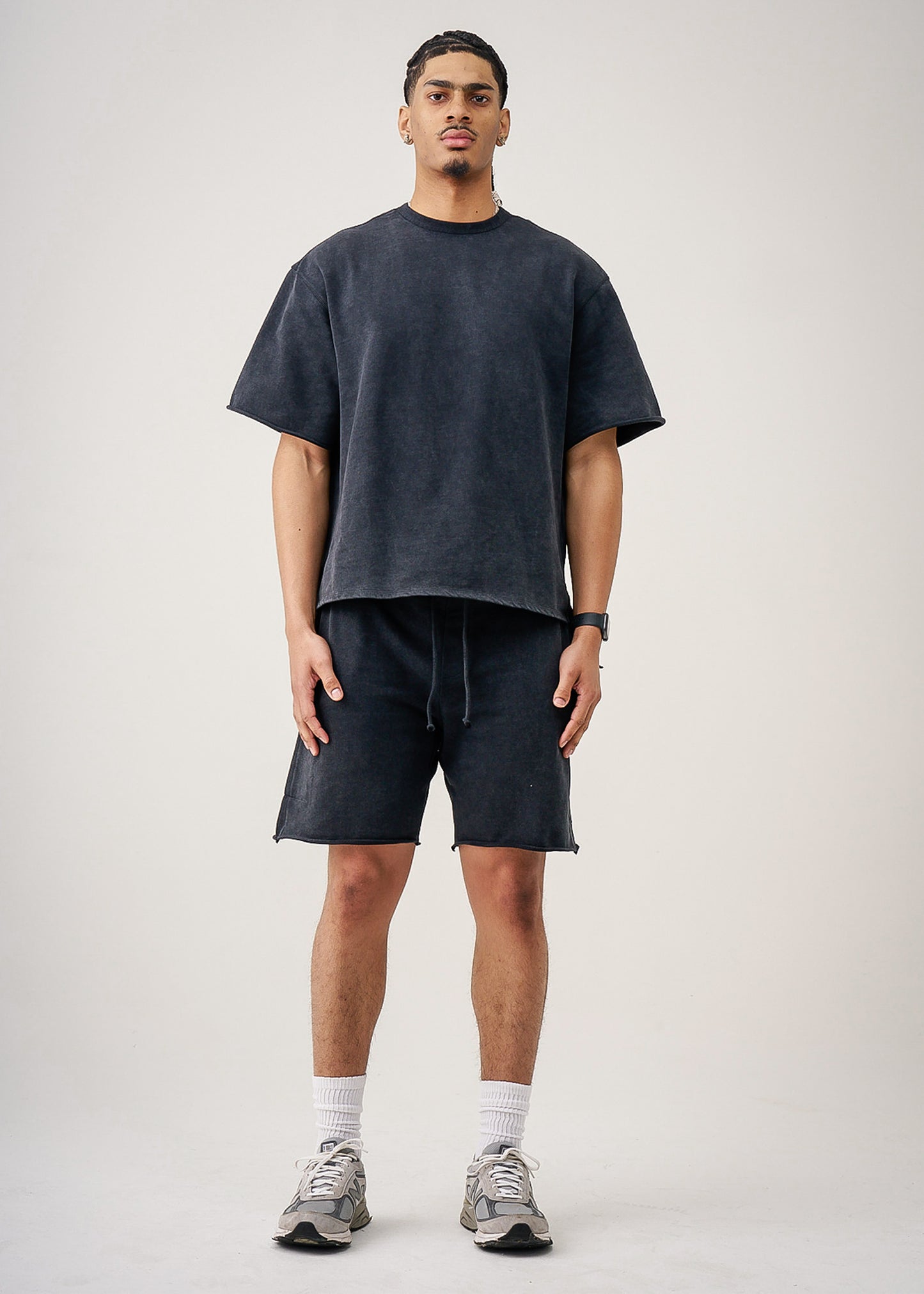 11 OZ French Terry Garment Dye Raw Edge Short Set