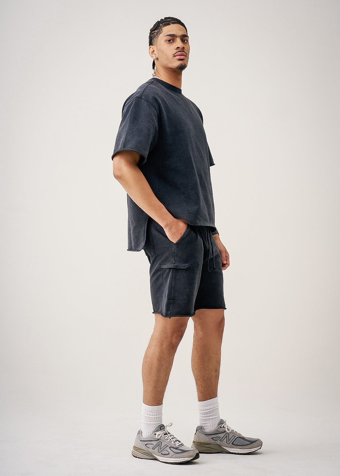 11 OZ French Terry Garment Dye Raw Edge Short Set