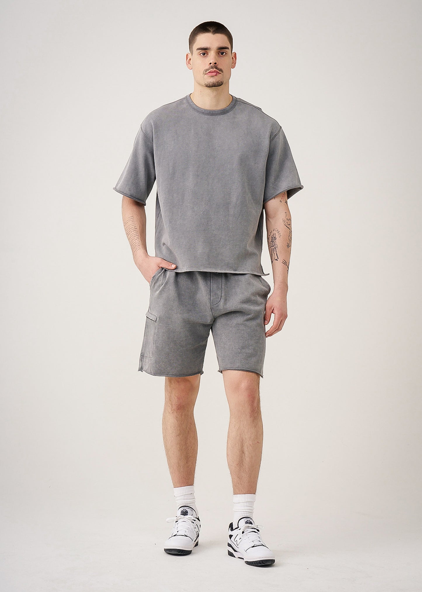 11 OZ French Terry Garment Dyed Raw Edge Short Set