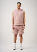 14 OZ Sleeveless Garment Dye Interlock Hooded Short Set