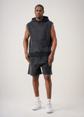 14 OZ Sleeveless Garment Dye Interlock Hooded Short Set