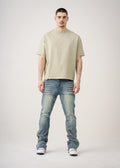 10 OZ Oversized Garment Dye French Terry Distressed T-Shirt