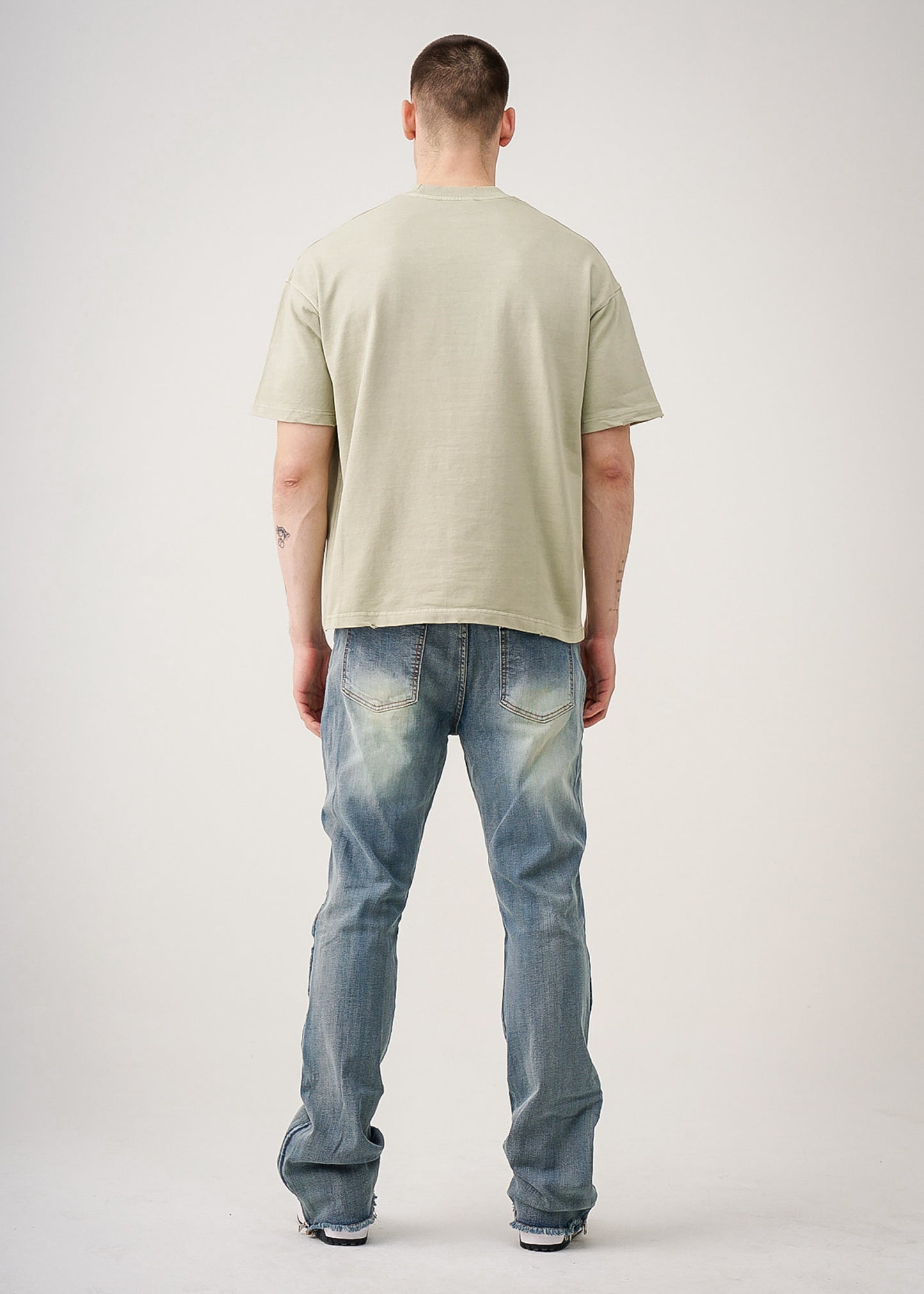 10 OZ Oversized Garment Dye French Terry Distressed T-Shirt