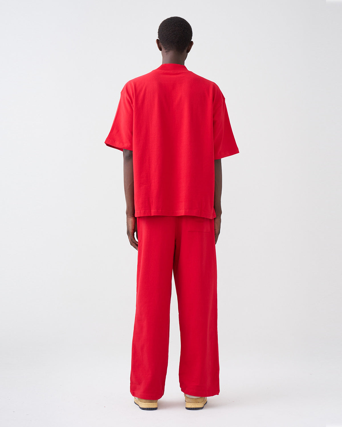 7.5 OZ Peached French Terry Mock Neck Oversized Boxy Tee and Oversized Open Leg Sweatpants