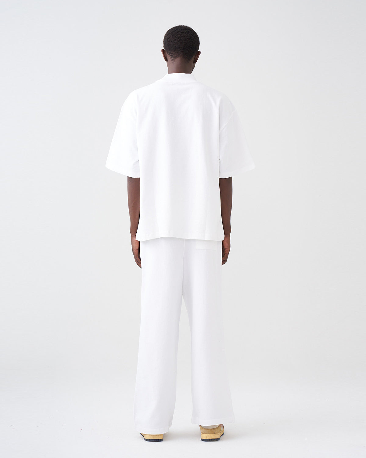 7.5 OZ Peached French Terry Mock Neck Oversized Boxy Tee and Oversized Open Leg Sweatpants