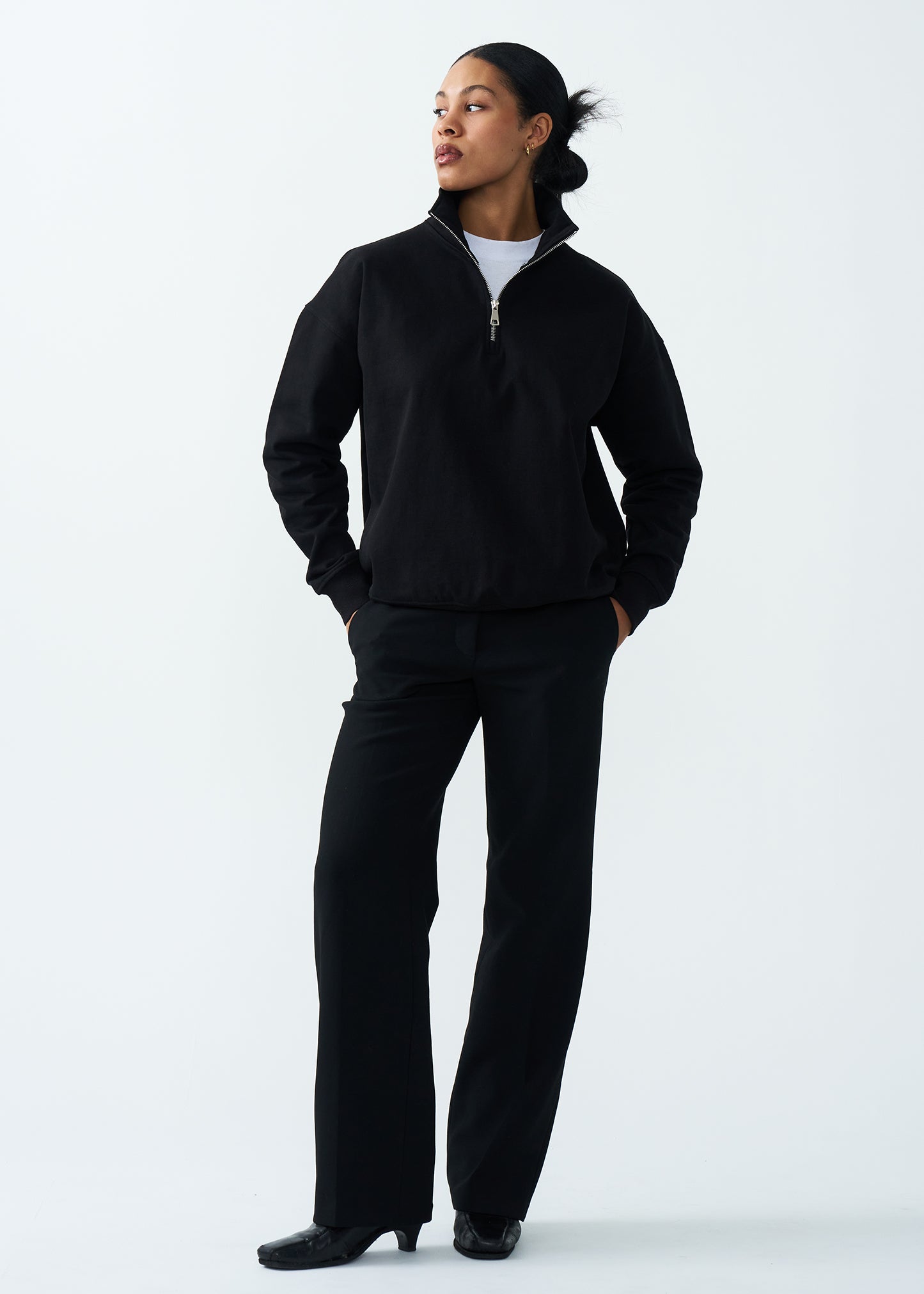 14 OZ Women's Oversized Heavyweight Fleece Quarter-Zip