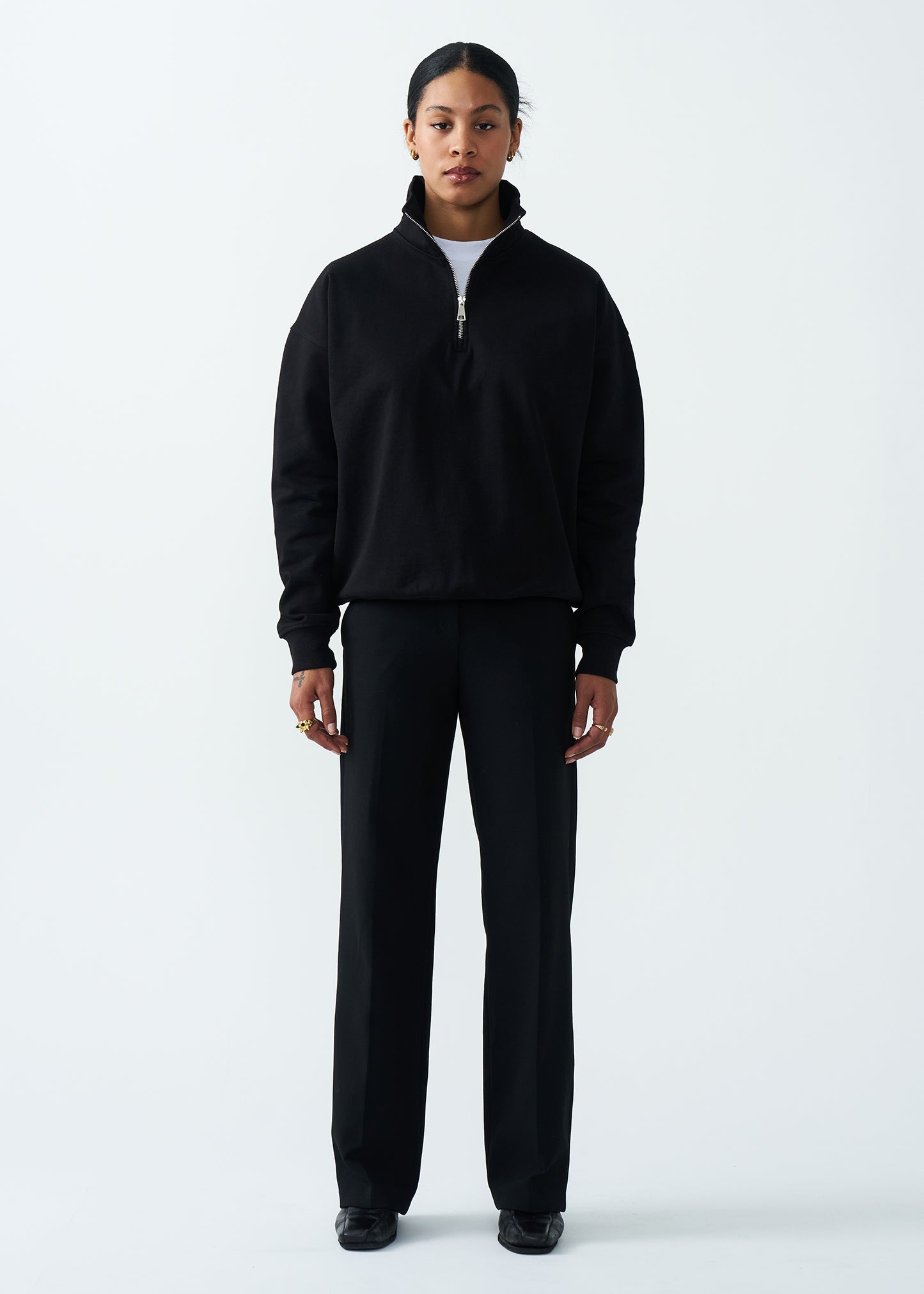 14 OZ Women's Oversized Heavyweight Fleece Quarter-Zip