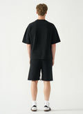 Acid Wash Oversized Drop Shoulder Garment Dyed Short Set