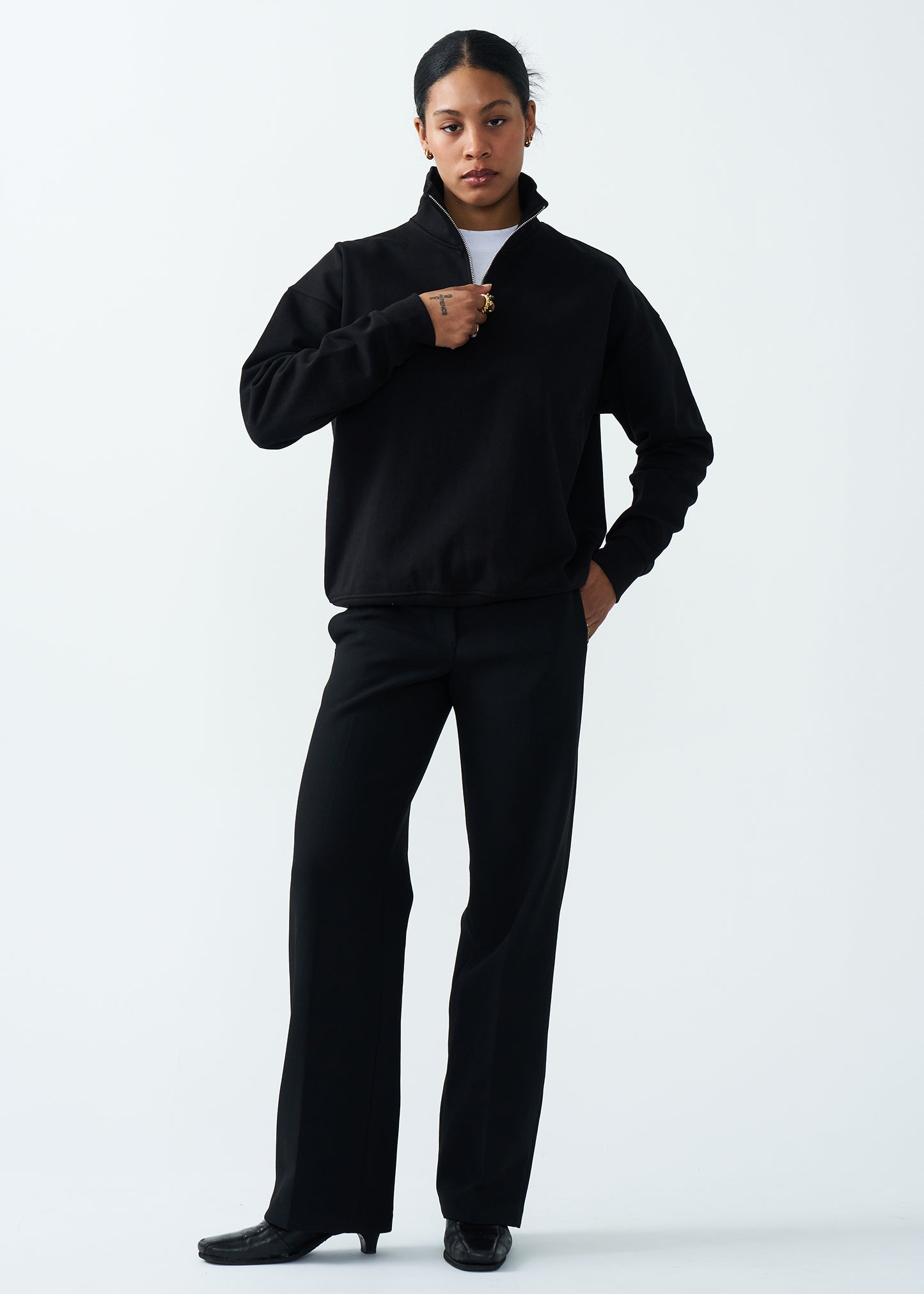 14 OZ Women's Oversized Heavyweight Fleece Quarter-Zip