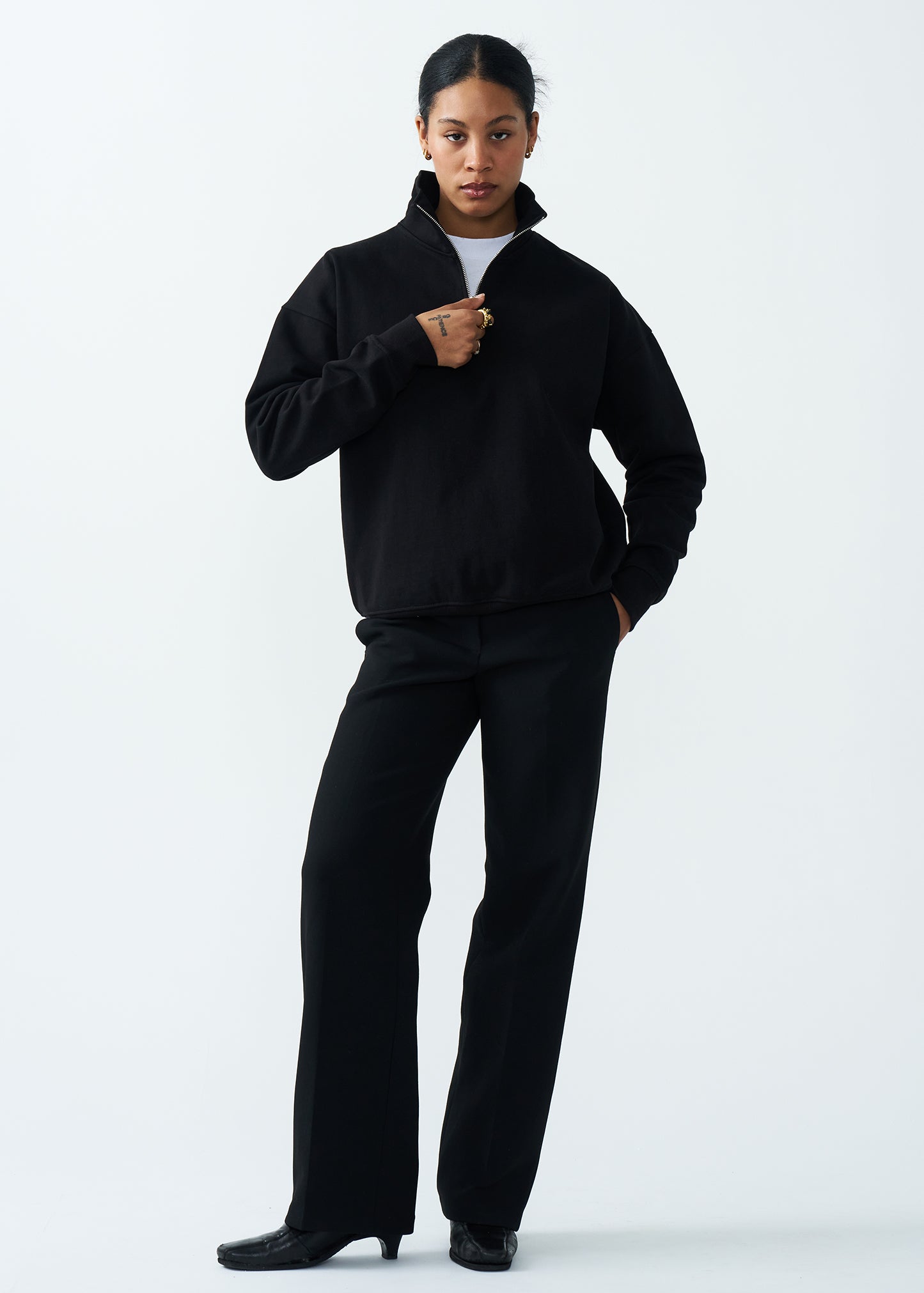 14 OZ Women's Oversized Heavyweight Fleece Quarter-Zip