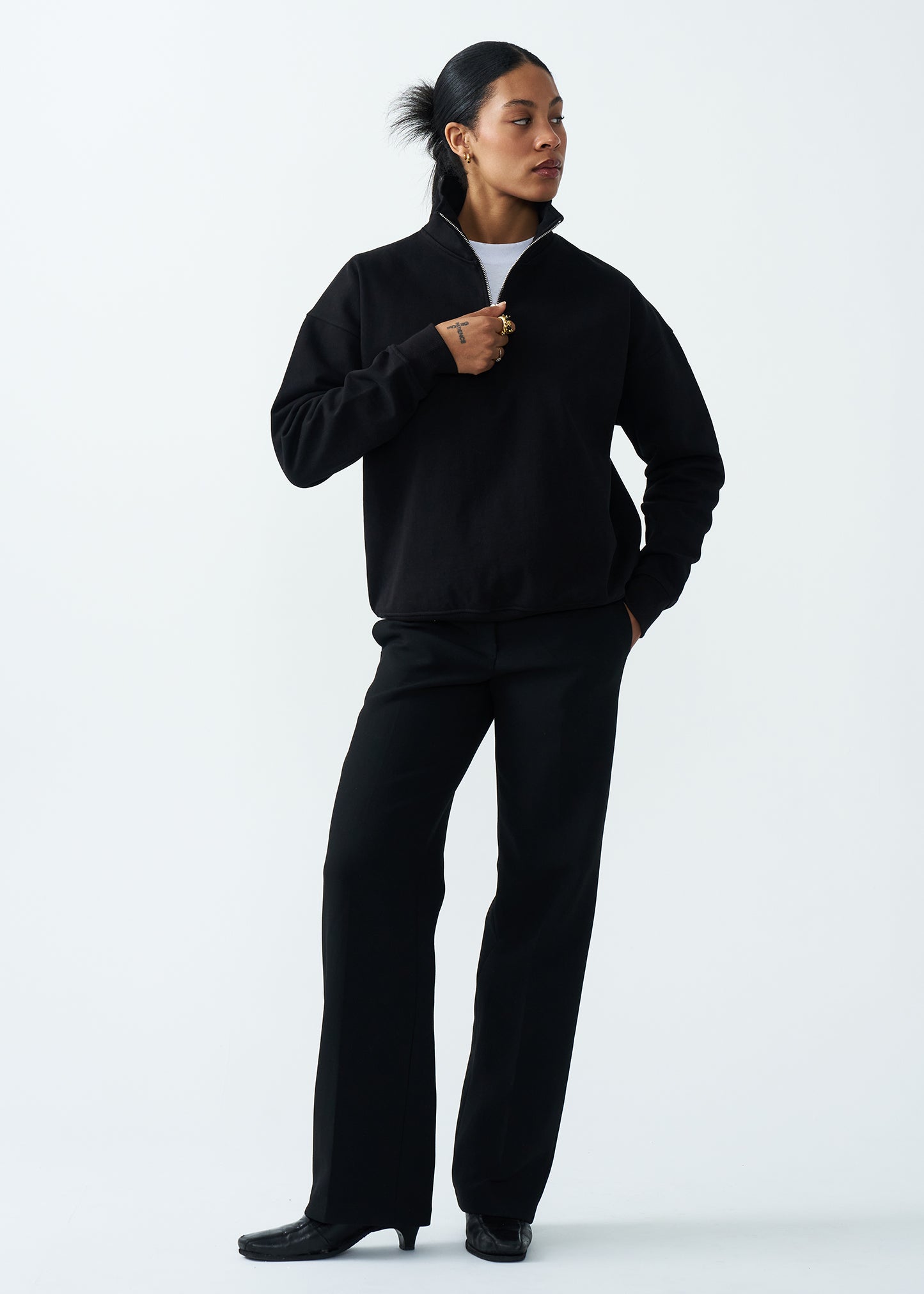 14 OZ Women's Oversized Heavyweight Fleece Quarter-Zip