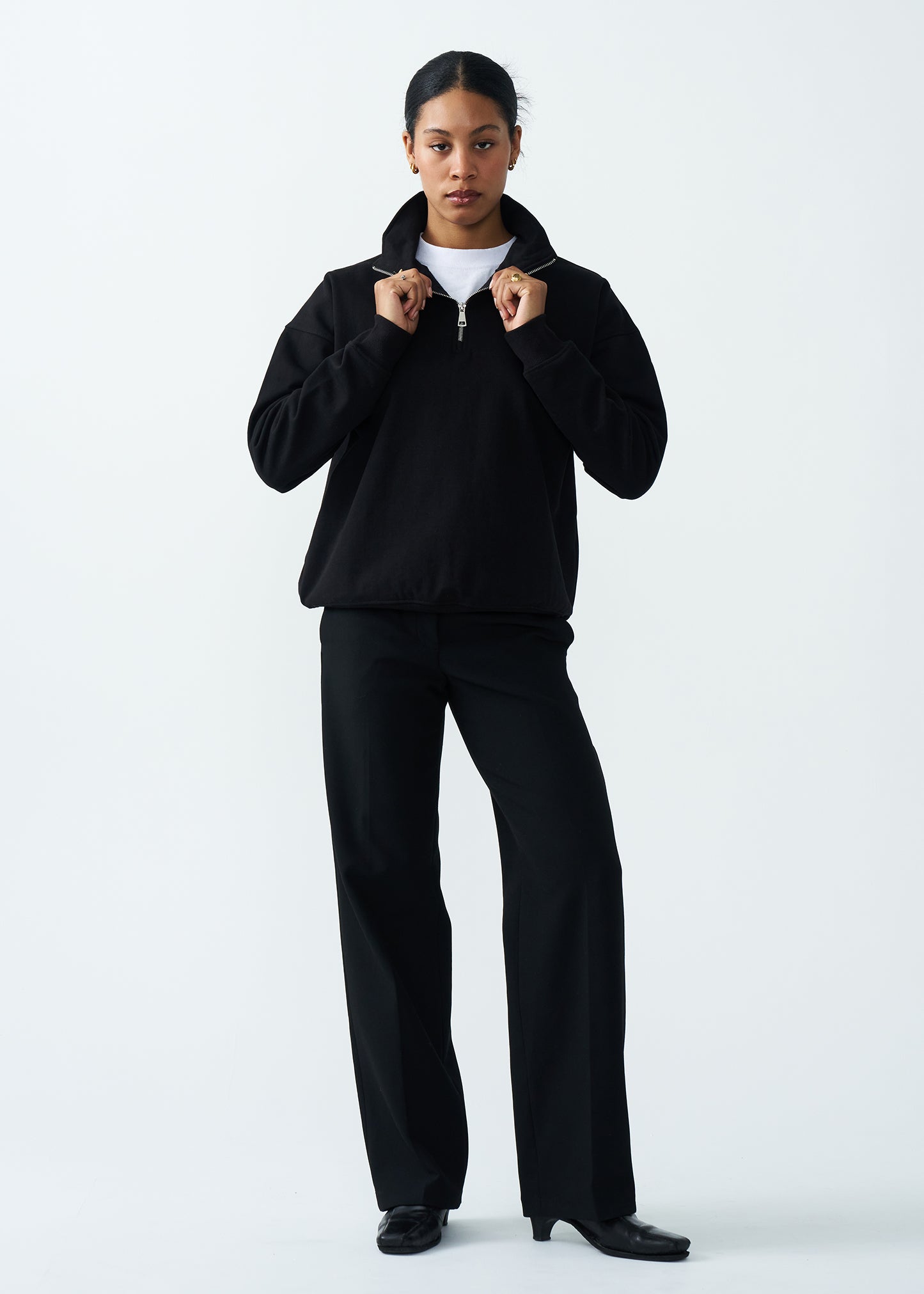 14 OZ Women's Oversized Heavyweight Fleece Quarter-Zip