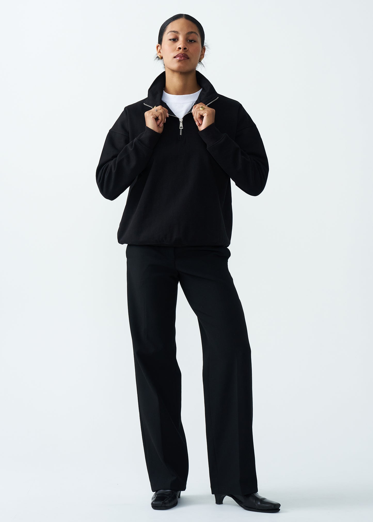 14 OZ Women's Oversized Heavyweight Fleece Quarter-Zip