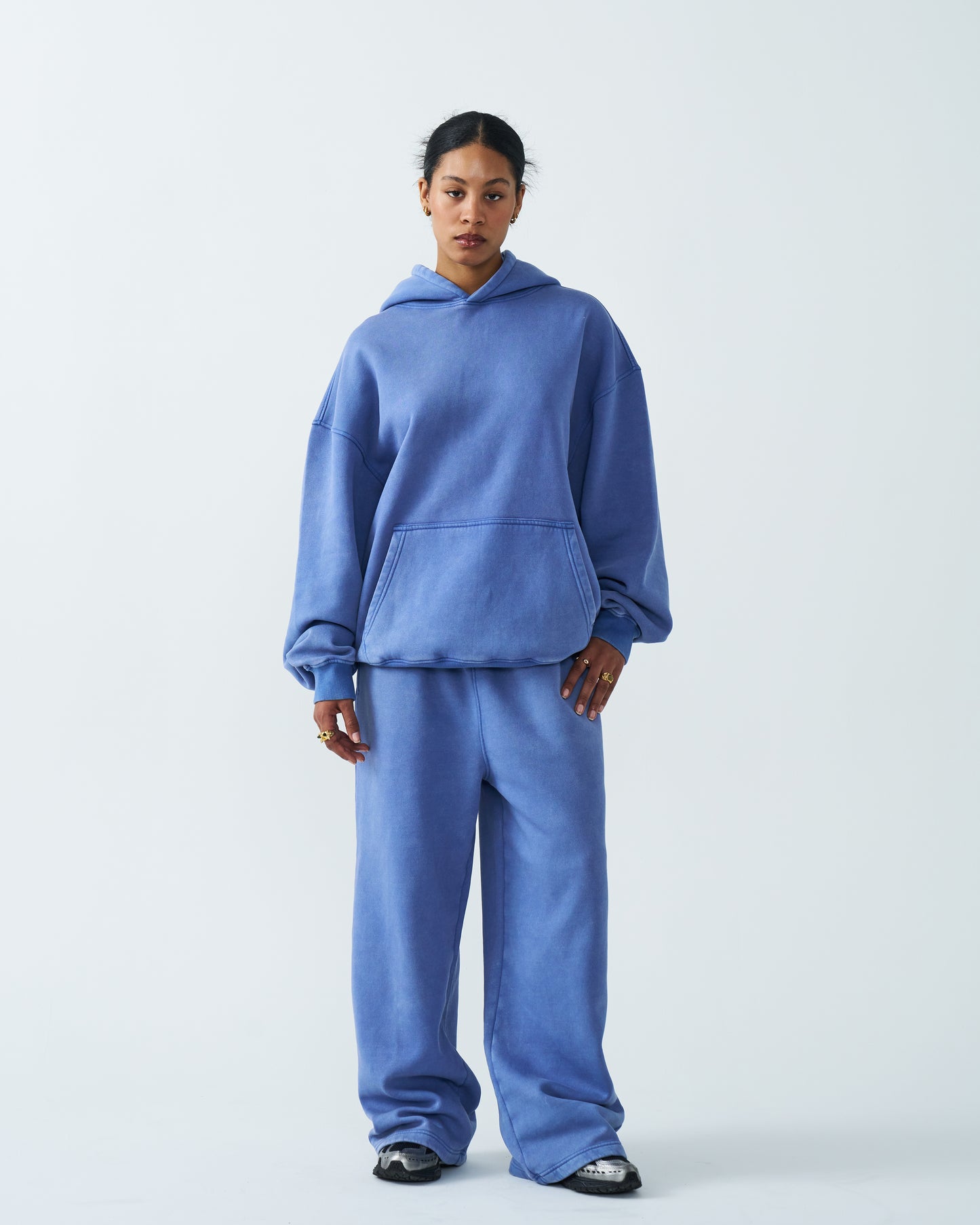 11 OZ Women's Oversized Acid Wash Garment Dyed Sweatsuit