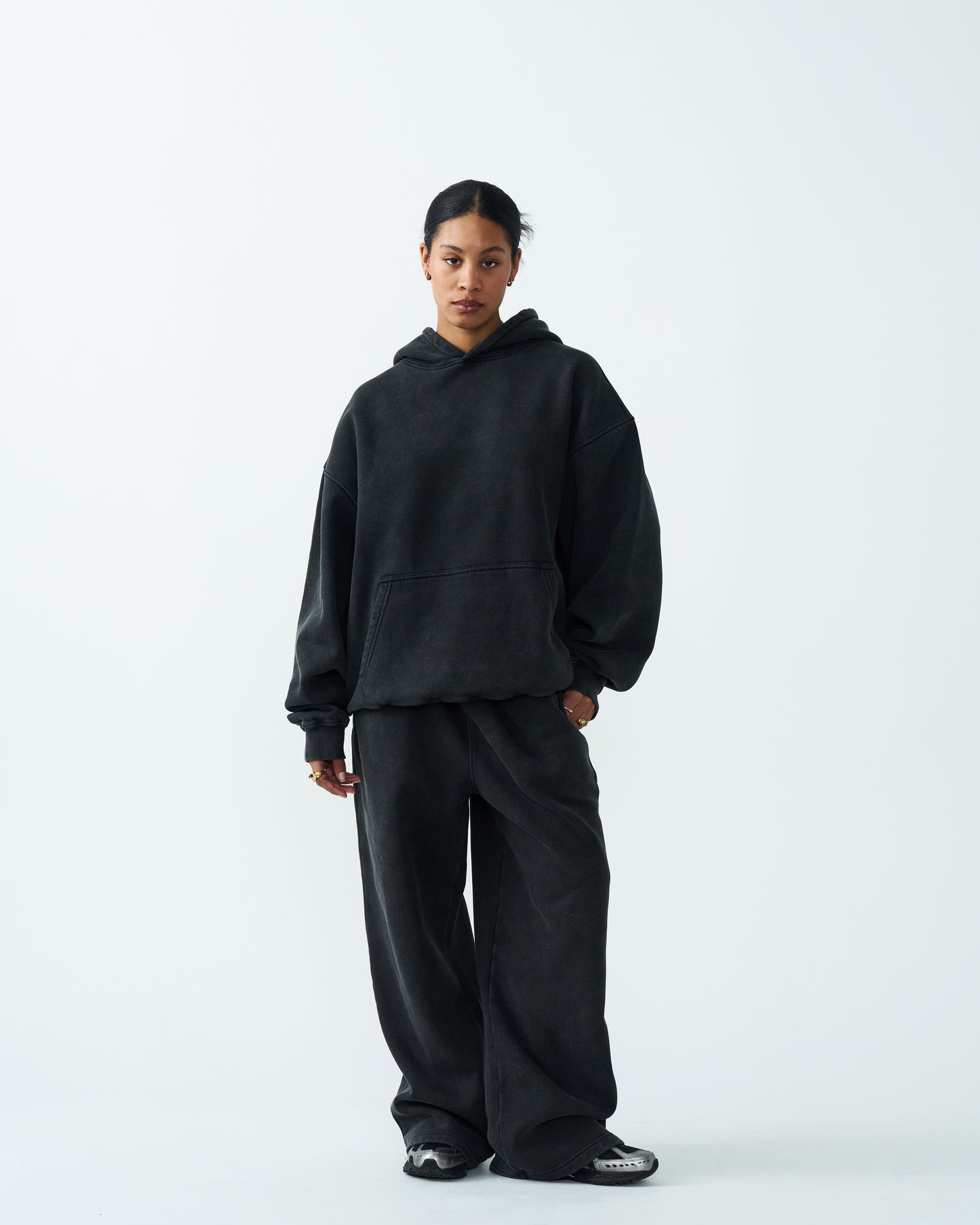 11 OZ Women's Oversized Acid Wash Garment Dyed Sweatsuit