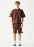 Acid Wash Oversized Drop Shoulder Garment Dyed Short Set