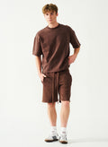 Acid Wash Oversized Drop Shoulder Garment Dyed Short Set