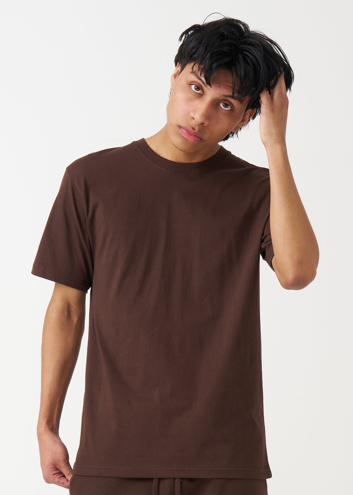Brown Combed Cotton T-Shirt
