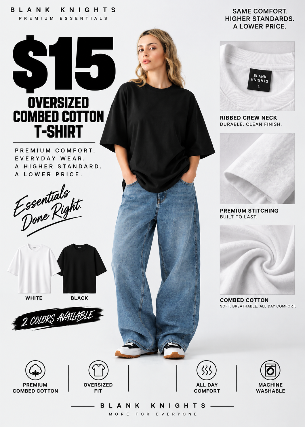 Oversized Combed Cotton Women's T-Shirt