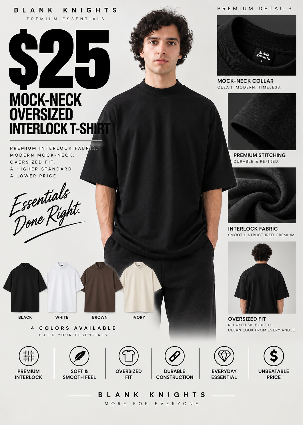 10 OZ Mock-Neck Oversized Interlock T-Shirt