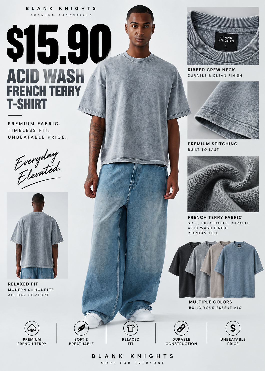 11 OZ Oversized Garment Dyed French Terry T-Shirt